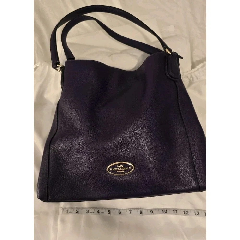 COACH Rich Purple Tumbled‎ Leather Three Compartment Vintage Hobo Shoulder Bag